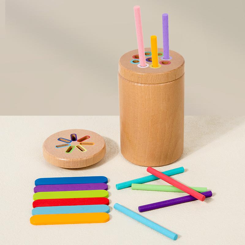 Brinquedos Montessori de Correspondência de Cores Varetas de Arco-Íris de Madeira Brinquedos de Classificação de Cores Jogo de Motricidade Fina para Crianças Pequenas Brinquedos Sensoriais de Educação Infantil