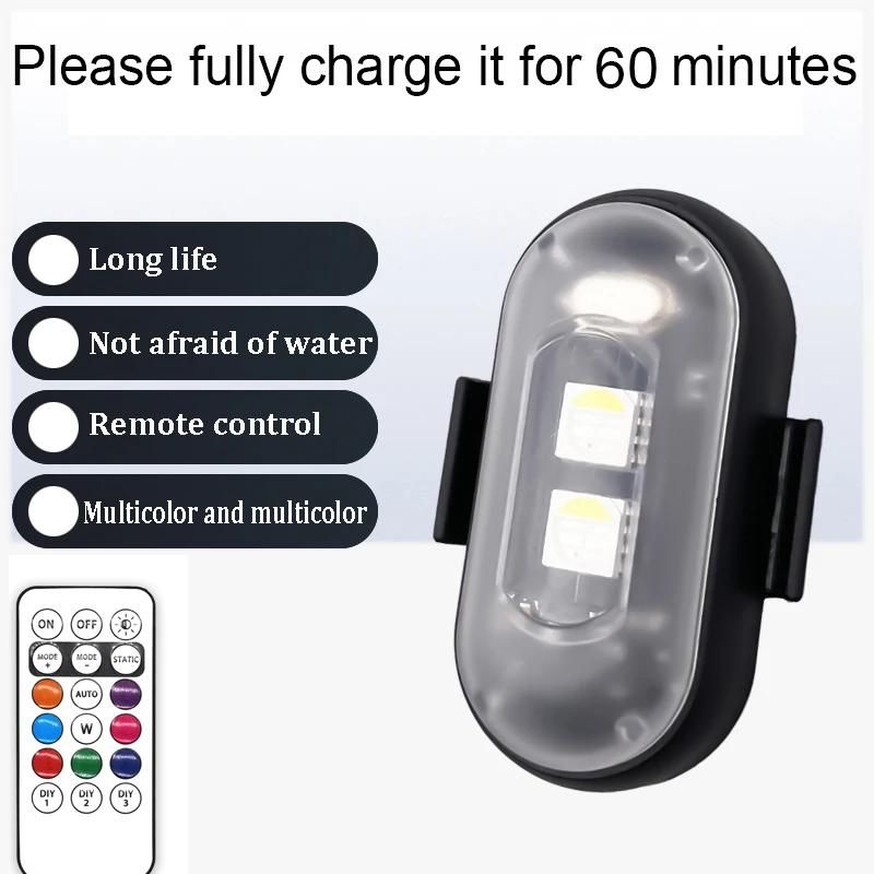 2/4/8Pcs Wireless Remote Control Strobe Light LED Warning 7 Colors Aircraft Car Motorcycle Bicycle RC Drone Flash Indicator Lam