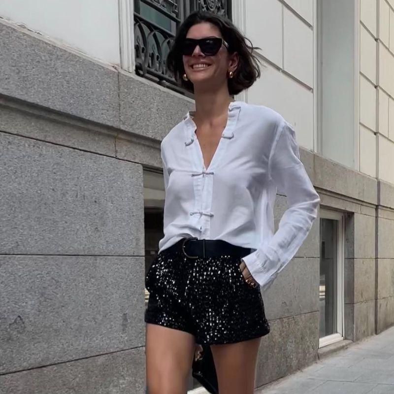 

New Chinese Style Classy Cotton and Linen Stand Collar Buckle Female Summer Zen Tang Suit Women s Clothing Retro Chinese Style Retro Shirt Female Stand Collar Cotton linen white shirt S