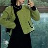 Green Women's Fall and Winter Short Section of Small Fragrant Wind Jacket