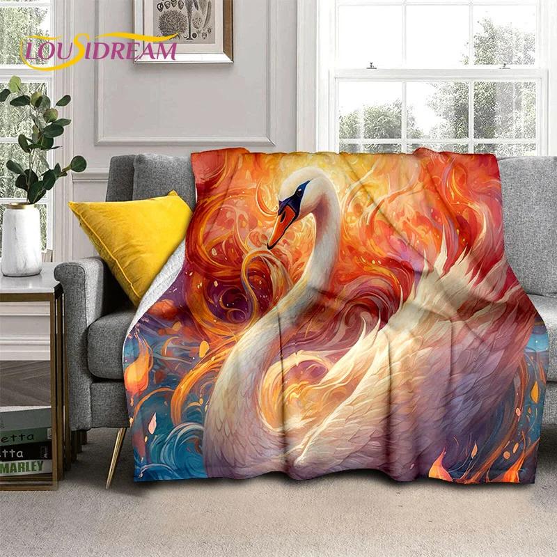 3D Dream Love Swan Cartoon Cygnus Girl Gift Blanket,Soft Throw Blanket for Home Bedroom Bed Sofa Picnic Travel Cover Blanket Kid