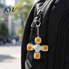 Glowing Fidget Spinner 4-Keys Keyboard Toy, LED Light-up with Office Desk Gadget Keychain, Stress Relief Push Button Finger Clicker Pendant Toy