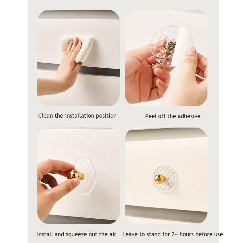Set da 3 pezzi Maniglia per Cassetto di Mobile in ABS Manopole per Porta in Cristallo Trasparente Autoadesive Decorazione Murale Ferramenta per Mobili Maniglia per Armadietto