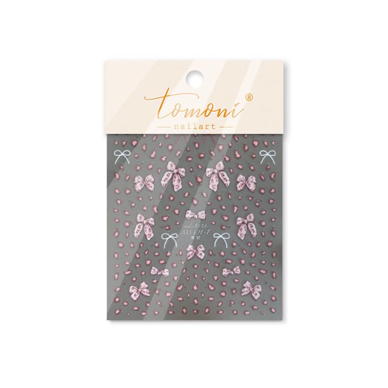 Tomoni Limited Edition Retro Leopard & Bow Kids Nail Stickers - Thin, Flexible, Hot Sale