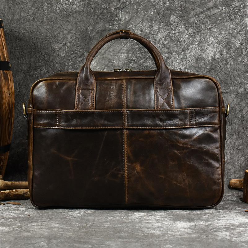 Men'S Genuine Leather Briefcase Business Handbag First Layer Cowhide Shoulder Oblique Span Bag Going Out Computer Bag 3319