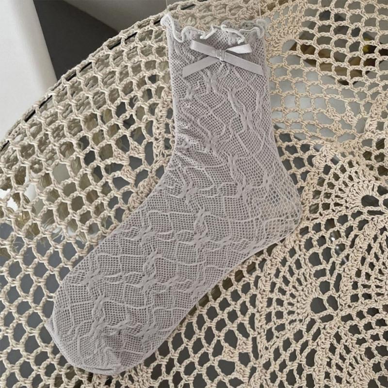 Womens Calf Socks, Sweet Girl Lace Ruffle Knee Socks Fashion Ladies Girl Princess Mesh Socks Campus Stockings