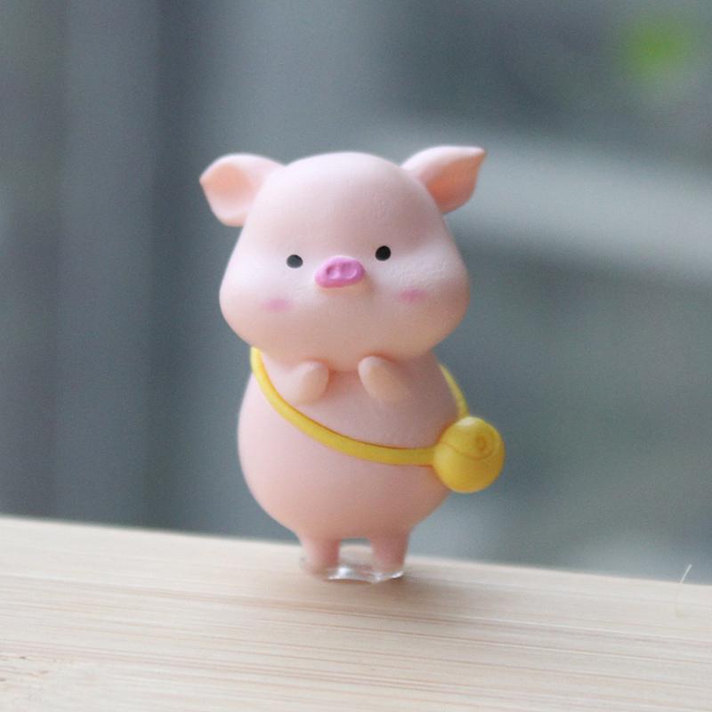 6 Pcs Cute Little Pig Doll Ornaments Little Pig Desktop Cake Decoration Car Decoration Micro Landscape DIY Home Decorations