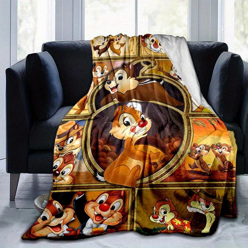 1pc. Cartoon Chip and Dale Blanket, Seasonal Home Decor Gift for friends, Couch, Bed, or Car, Soft Flannel Throw Blanket, Living Room, Trave