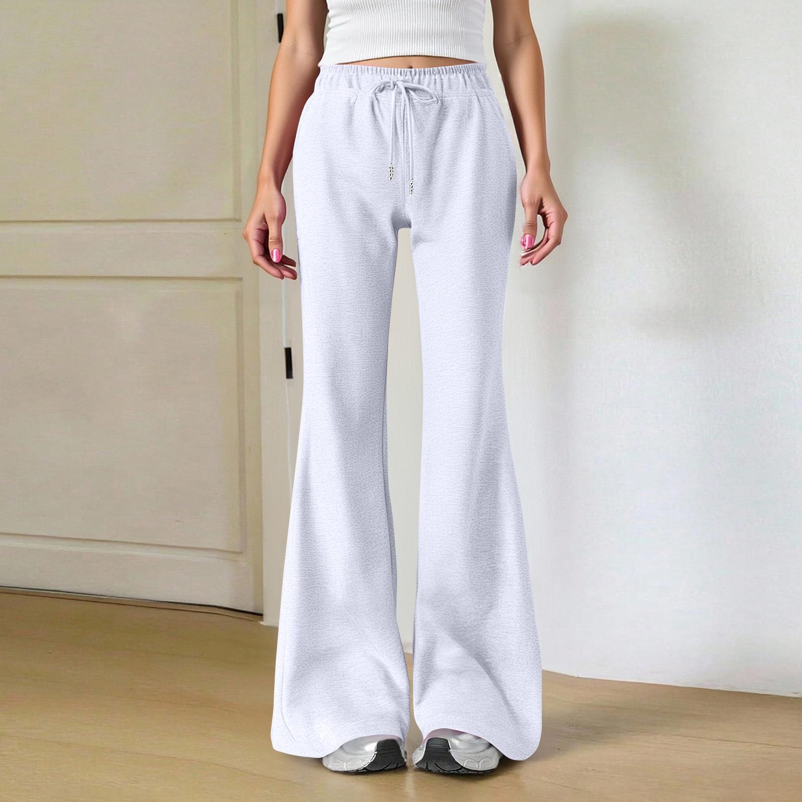 

Женские модные свободные брюки-карго с завязками на талии, однотонные, расклешенные M белый