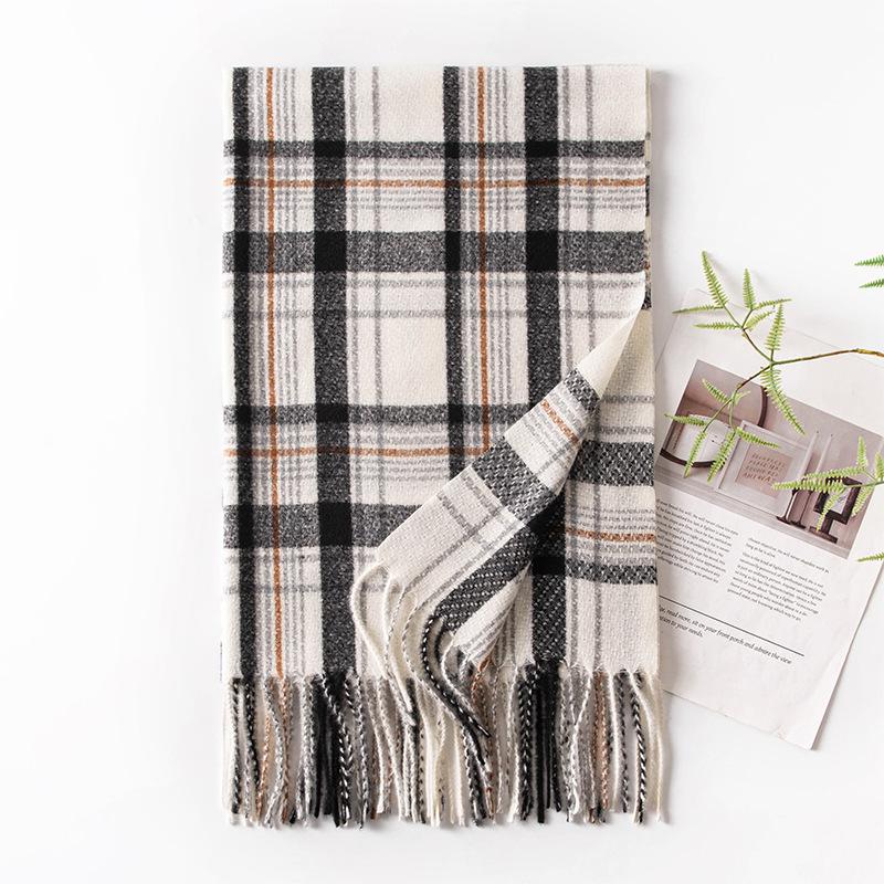 Autumn and Winter New Scarf Women's Winter High End Scarf Korean Style Thickened and Warm Imitation Cashmere Plaid Shawl