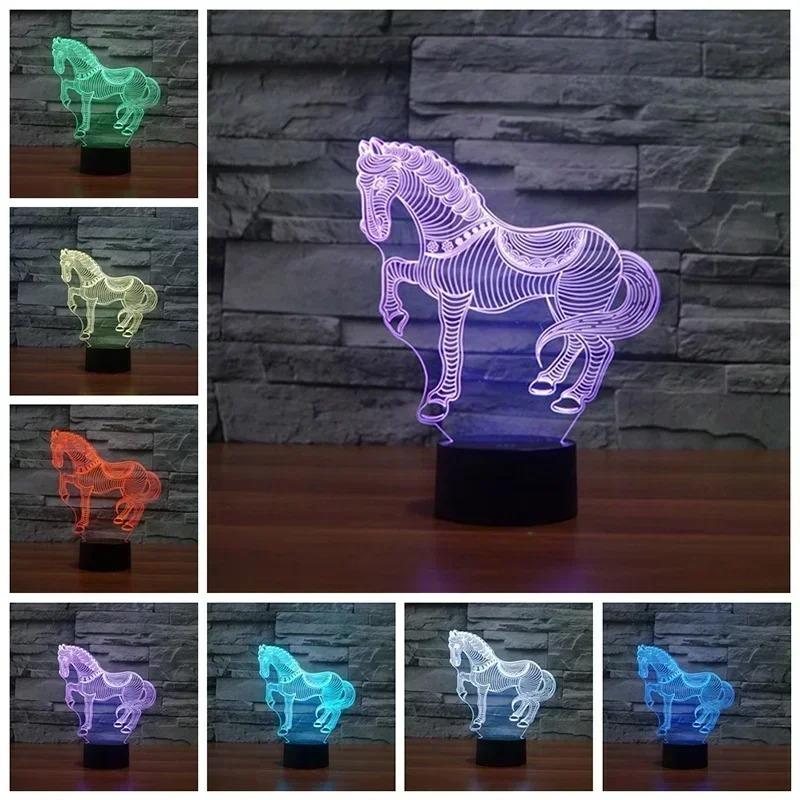 3D Animal Night Light Horse Zebra Night Light 7 Color Changing LED Table Lamp Gift Contains LED Accessories