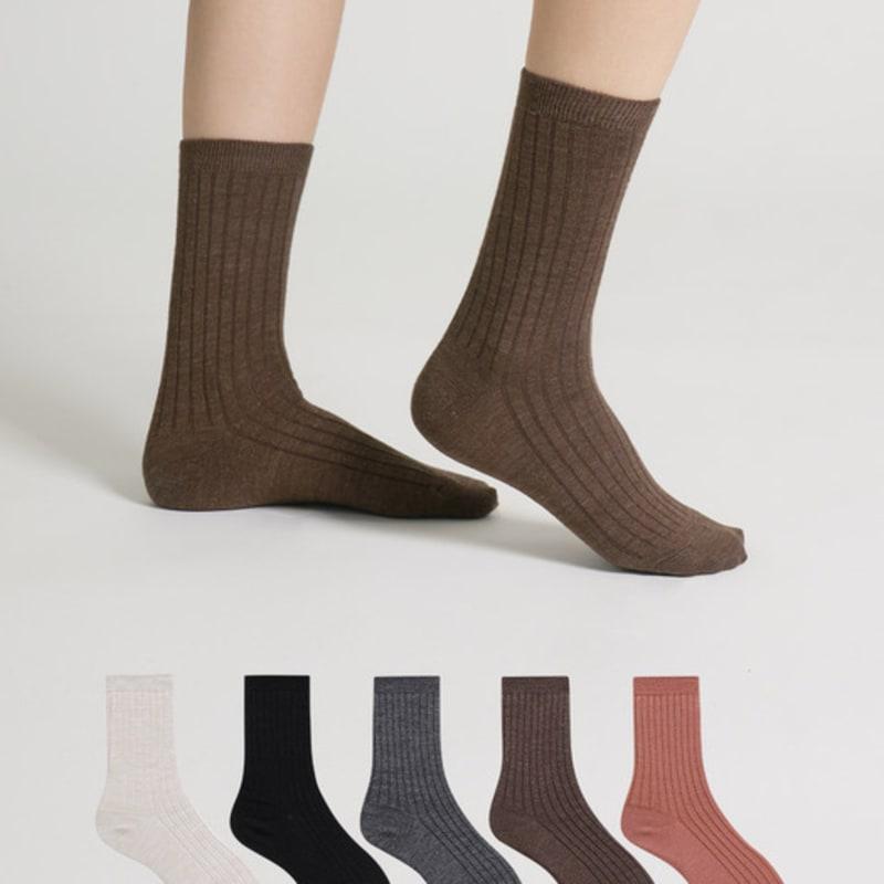 

STUDIO SOCKSTOP [5PACK] Women s Merino Wool Ribbed Crew Socks 5 COLORS mixed colors