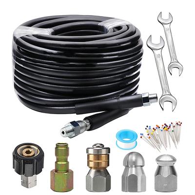 15 Meter Sewer Jetter Kit M22?14in Drain Cleaner Hose High Pressure Jetting Hose Nozzles Kit