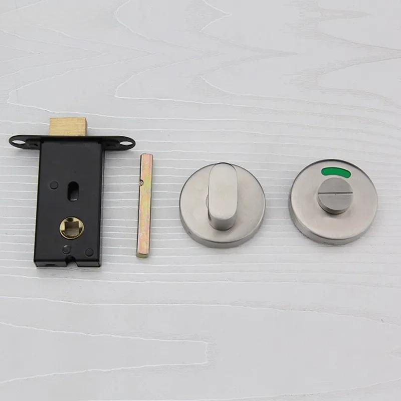 Bathroom Indicator Lock Commercial Keyless Door Lock Universal Barn Door Bolt Stainless Steel WC Toilet Door Lockset Knob
