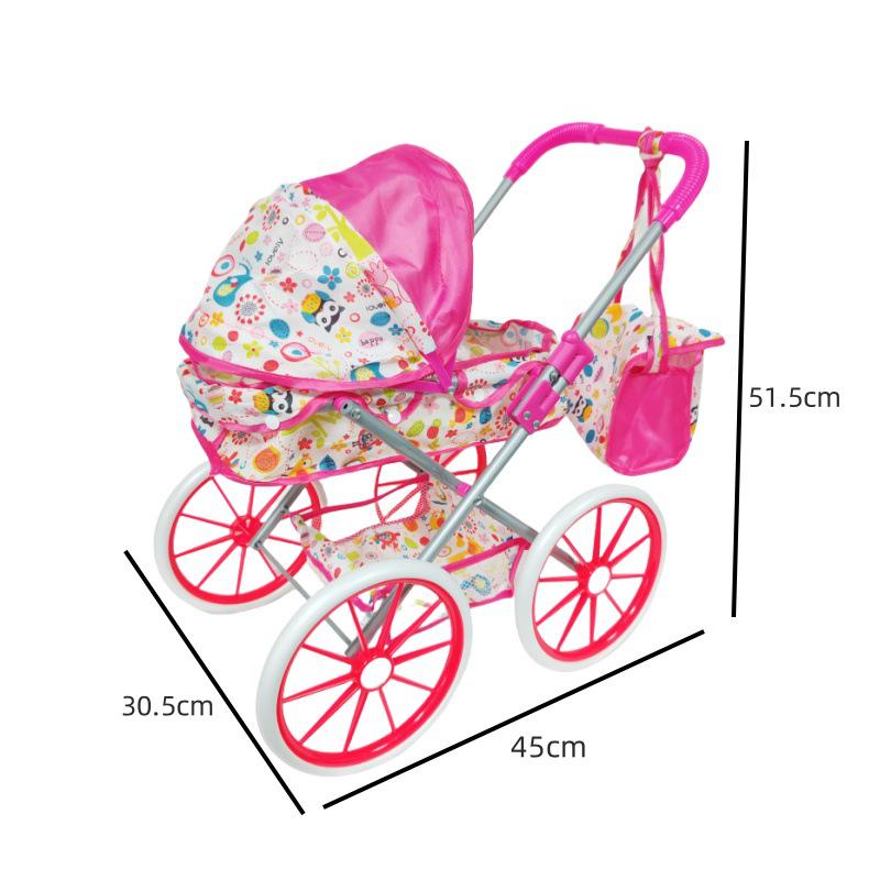 Foldable Children's Play Stroller Toy for Girls – Simulation Square Street Stall Design