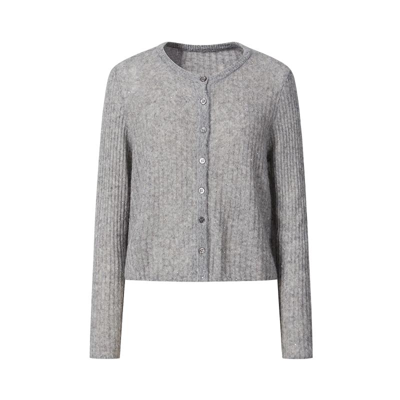 Women's Sequin Merino Wool Knit Cardigan