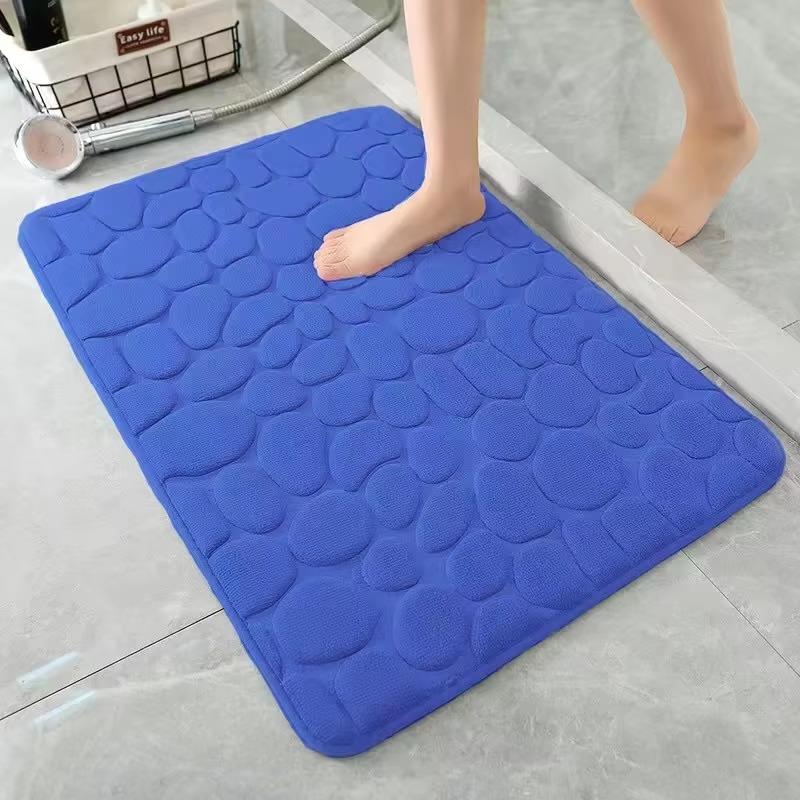 

Door Mat 1PCS Kitchen Floor Mat Absorbent and Quick-drying Coral Velvet Embossed Bathroom Pebbles Toilet Non-slip Foot Mats