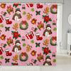 Merry Christmas Shower Curtain For Bathroom Decor Xmas Santa Claus Bath Curtain Cute Snowman Bathroom Accessories Red Waterproof