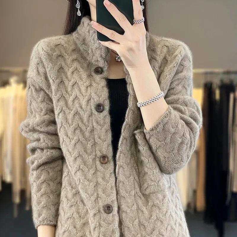 Autumn Winter Korean Cardigan Long Sleeve Jacket Women Loose Casual Thicken Knitted Sweater Coat Female Tops Ladies