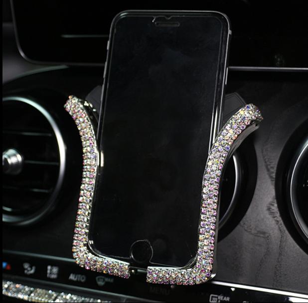 

Стразы Блеск Кристалл Автомобильный Держатель для Телефона Универсальный Автомобильный Крепеж на Воздуховод Автоаксессуары для Женщин