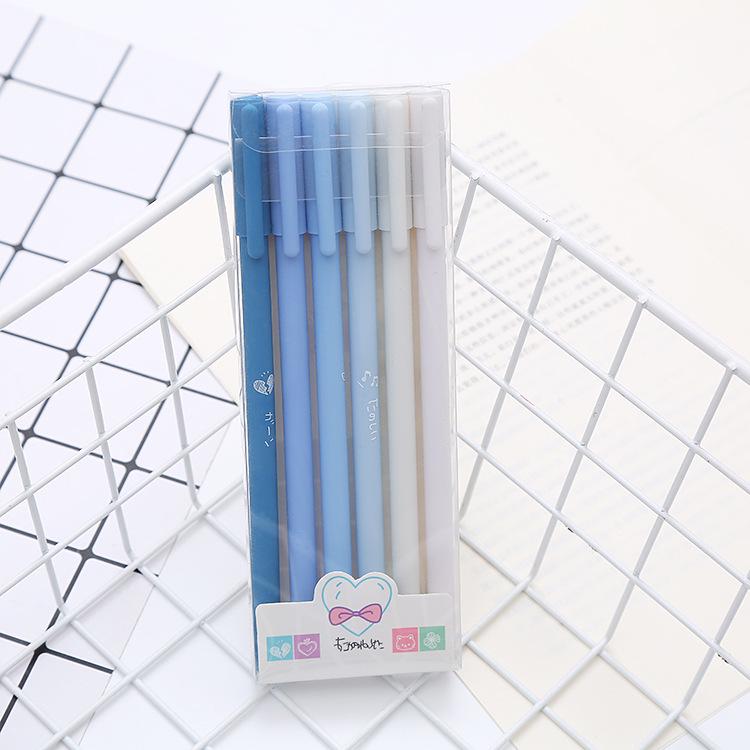 Morandi Color Neutral Pen Set - 6pcs, Black Ink, Ideal for Students & Office, Water-Based Signature Pens