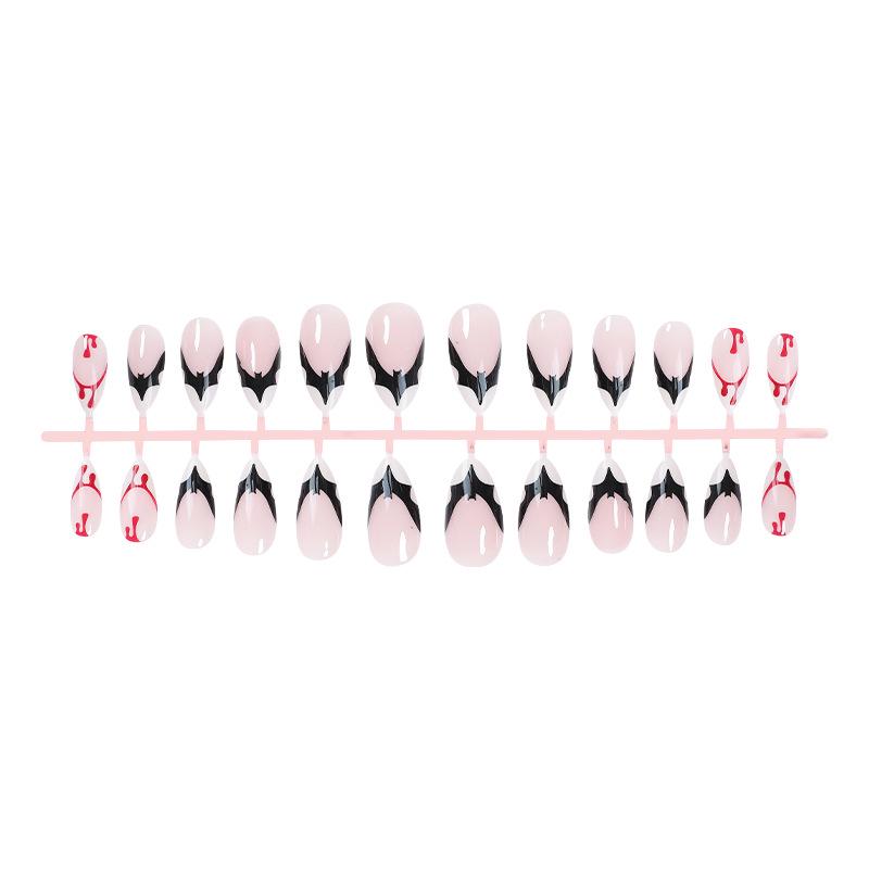 

Blood Drop Bat Halloween False Nails - Removable French Nail Art for European & American Styles