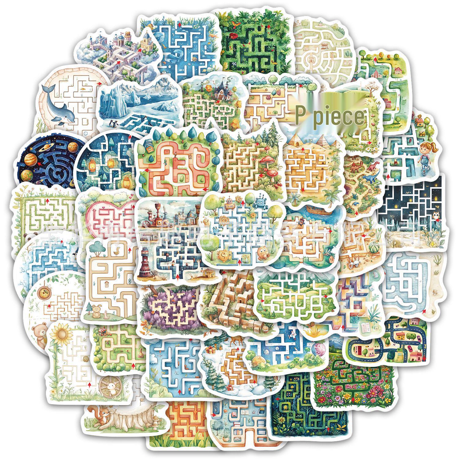 

Maze Game Sticker Pack: 50 Decorative Decals for Water Bottles, Phones, Laptops No