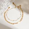 Yori Natural Freshwater Pearl Double Layer Anklet for Women Simple Boho 18K Gold Plated Summer Beach Barefoot Sandals ankle