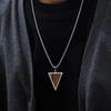 Geometric Pendant Necklace for Men Boys,Stainless Steel Inverted Triangle Natural Stone Collars,Trendy Jewelry Gifts