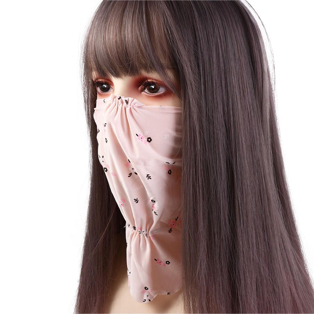 UV Protection Ice Silk Mask Flower Pattern Face Gini Mask Elastic Face Cover Sports