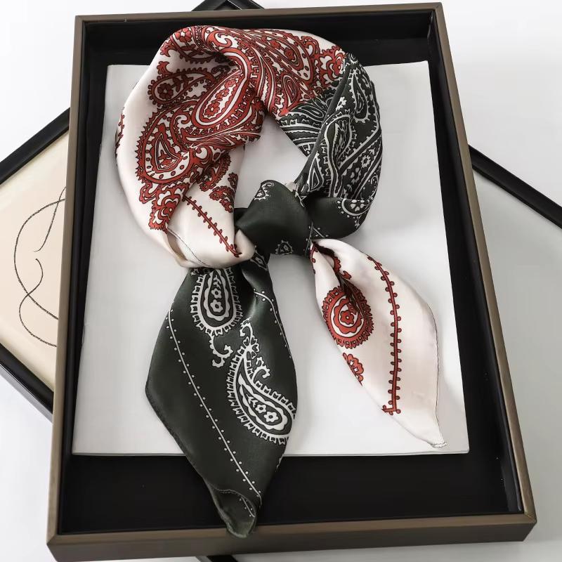 70*70Cm Fashion Silk Square Scarf Women Satin Shawl Wrap Hijab Female Hair Band Luxury Ladies Print Design Headband Scarves