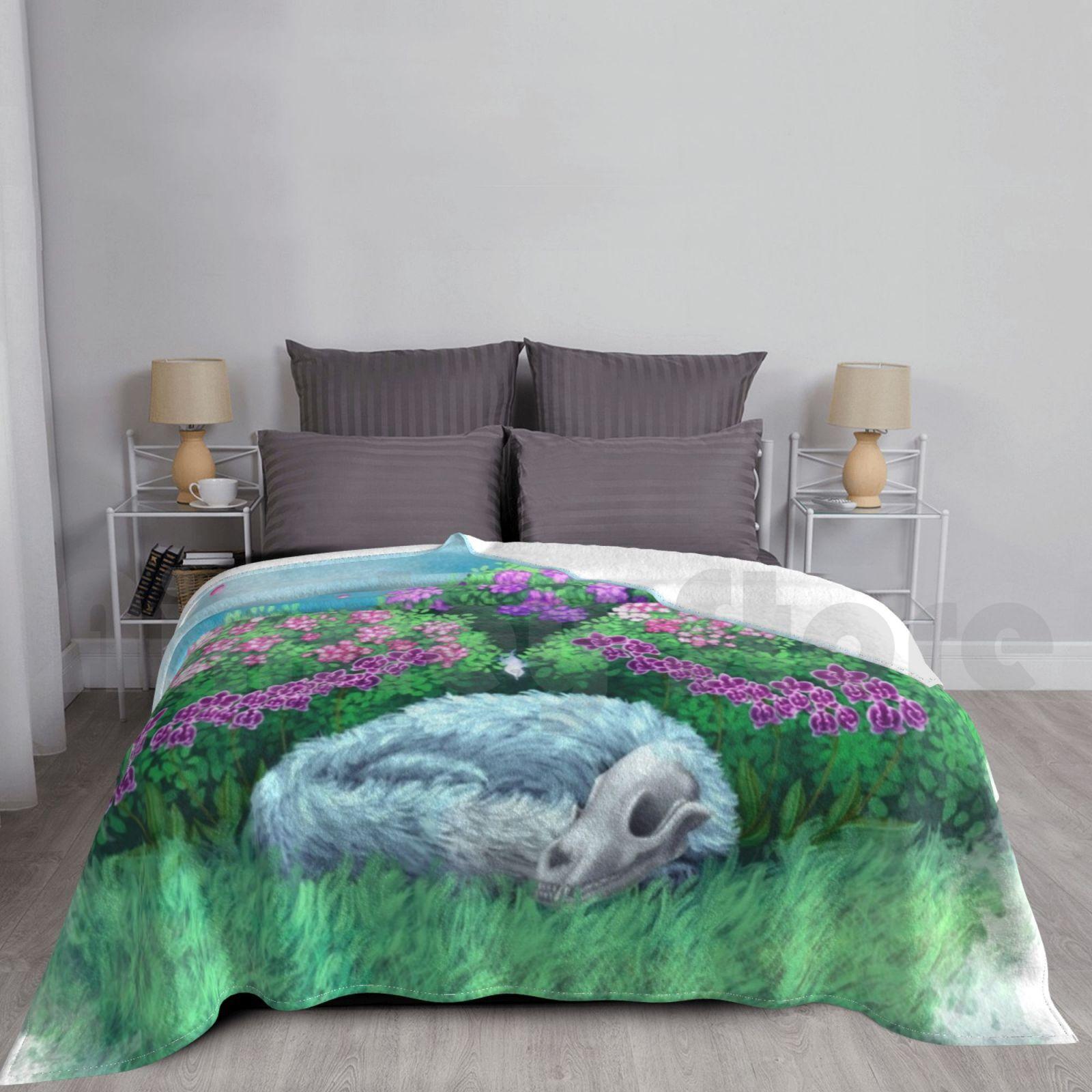 Nothing Makes Me Happy Anymore 2 Blanket Fashion Custom Fox Skull Flowers Flower Orchid Size: 75*100cm, Weight: 230 GSM