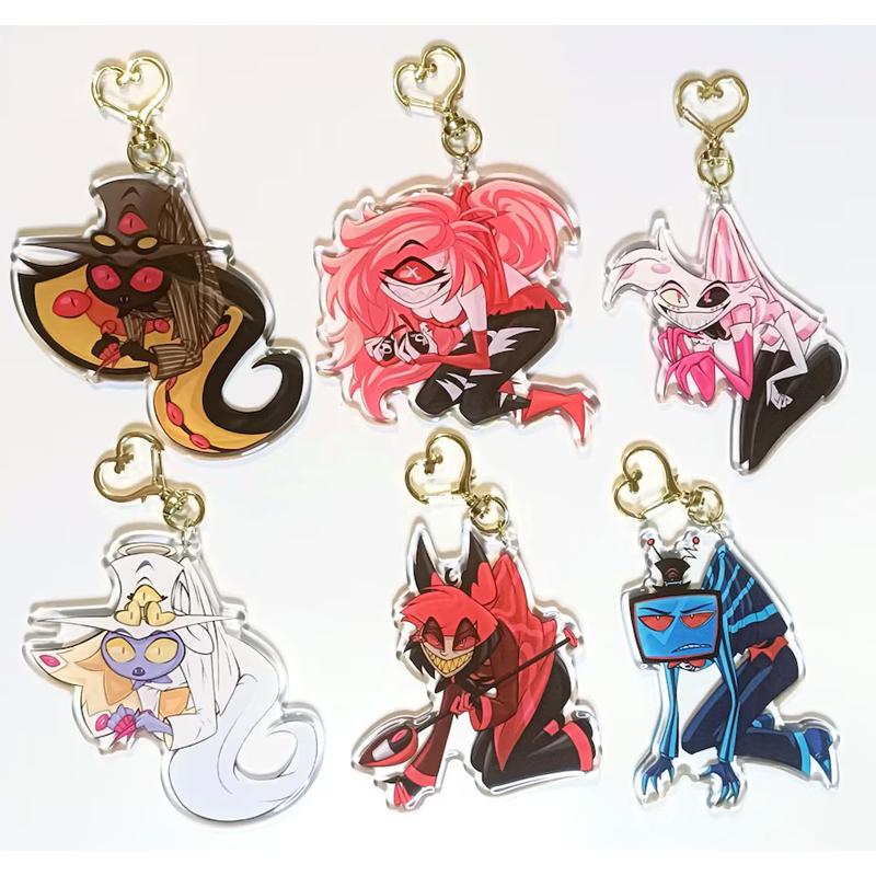 6Cm Anime Character Acrylic Chain Keychain Acrylic Backpack Pendant for Hazbin Hotel Vox Niffty Vaggie Charlie Exquisite Gift