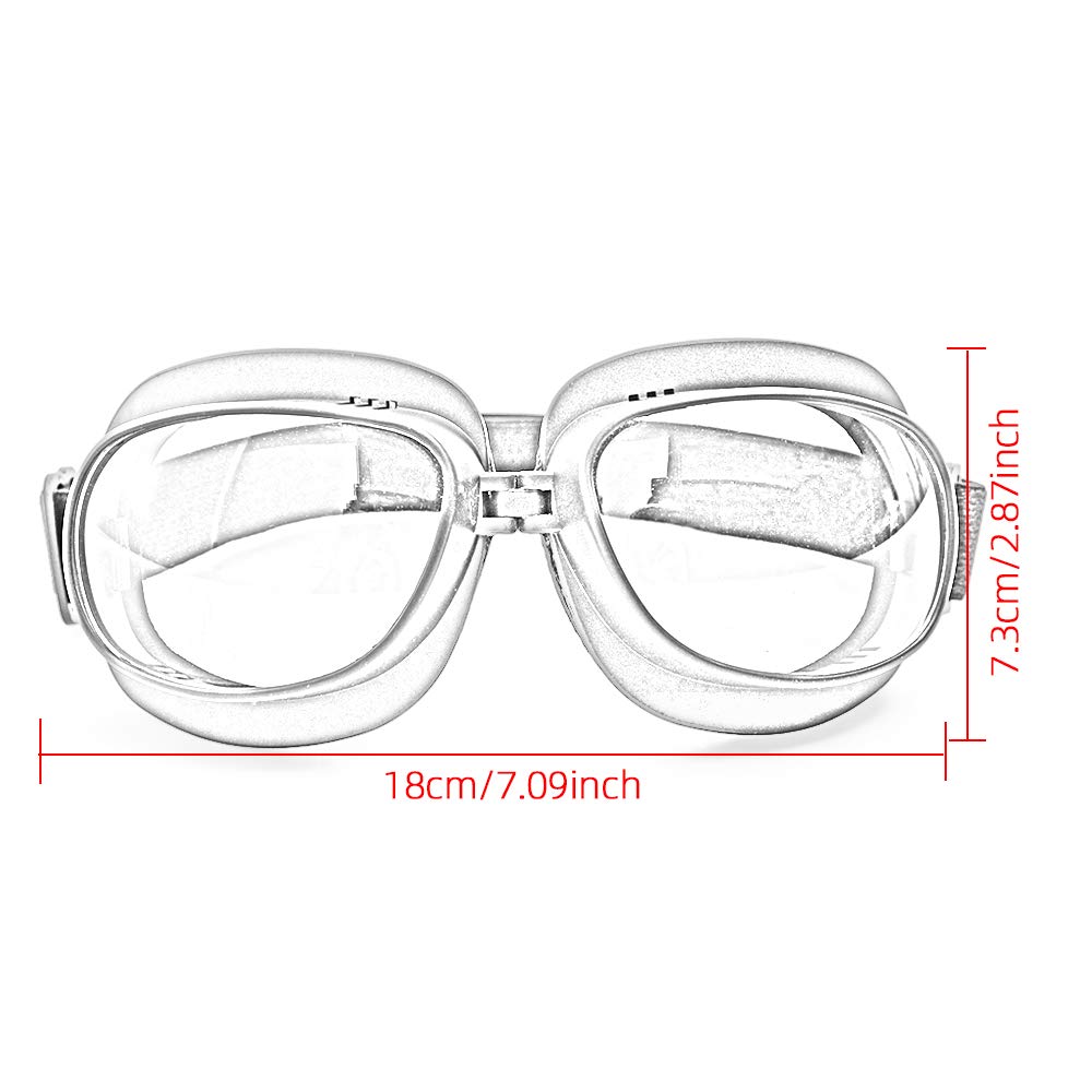 Evomosa Motorcycle Goggles Vintage Pilot Goggles Retro Motocross Goggles Outdoor Eyewear Sports Glasses for Half Helmets (Black Frame Yellow Lens)