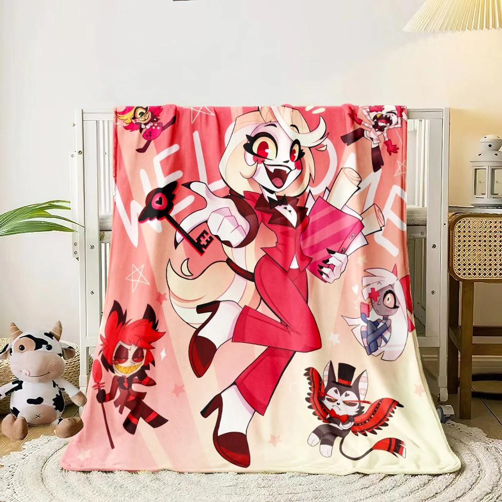 Hazbin Hotel Cartoon Printed Blanket,Lightweight Flannel Throw for Sofa, Bed, Travel, Camping, Livingroom, Office, Couch,Chair