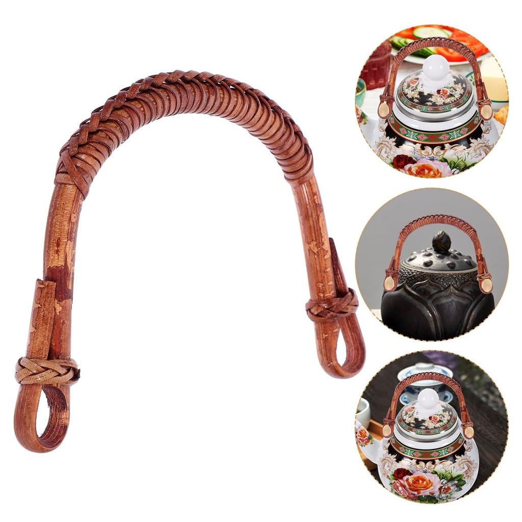 GRADENEVE Rattan U-Shaped Kettle Handle, Replacement Grip for Ceramic Teapots, Fits 13cm Teapots, Brown, Made in China