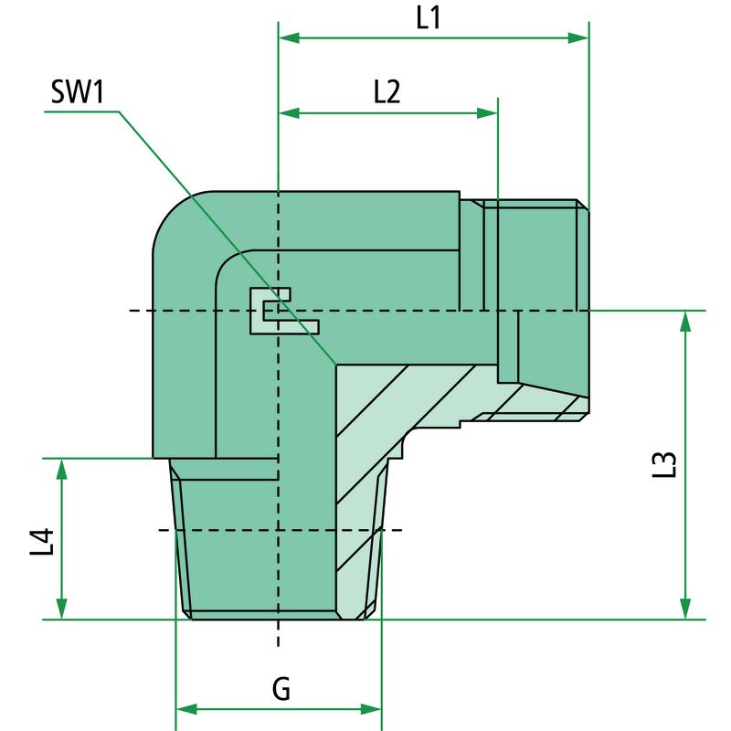 Hydraulic elbow connector 8L M14x1.5 3/8" 315bar