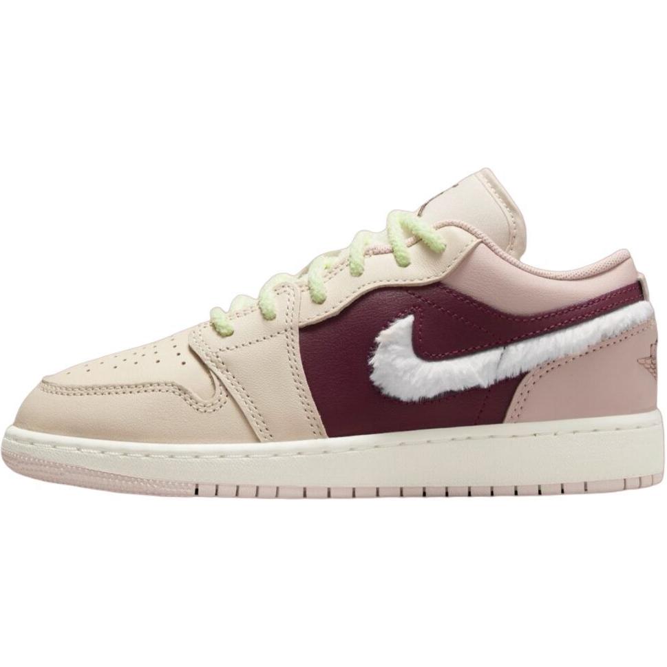 Air Jordan 1 Low SE GS Fur Swoosh Kids Sneakers Pink Legend-Light-Brown Pink-Oxford FZ3928-200