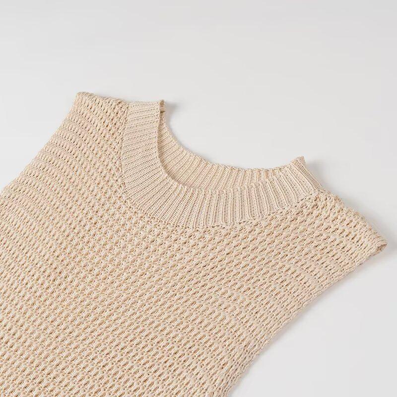 2024 Summer European & American Women's Tassel Knit Dress - Round Neck, Stylish & Chic