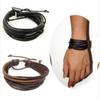 Vintage Men's Women's Faux Leather Multilayer Bracelet Bangle Wristband Jewelry