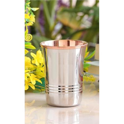 Steel Copper Glass Tumbler, Drinkware, Home Restaurant, 250 ML, 1 Piece