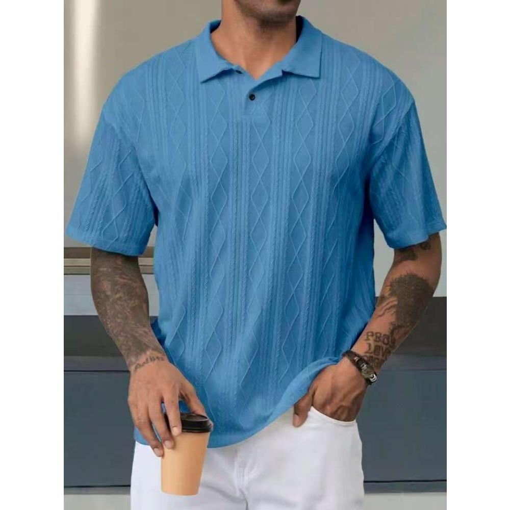 Retro Loose Texture Knitted Polo Shirt Men's Summer Lapel T-shirt Breathable Short Sleeves