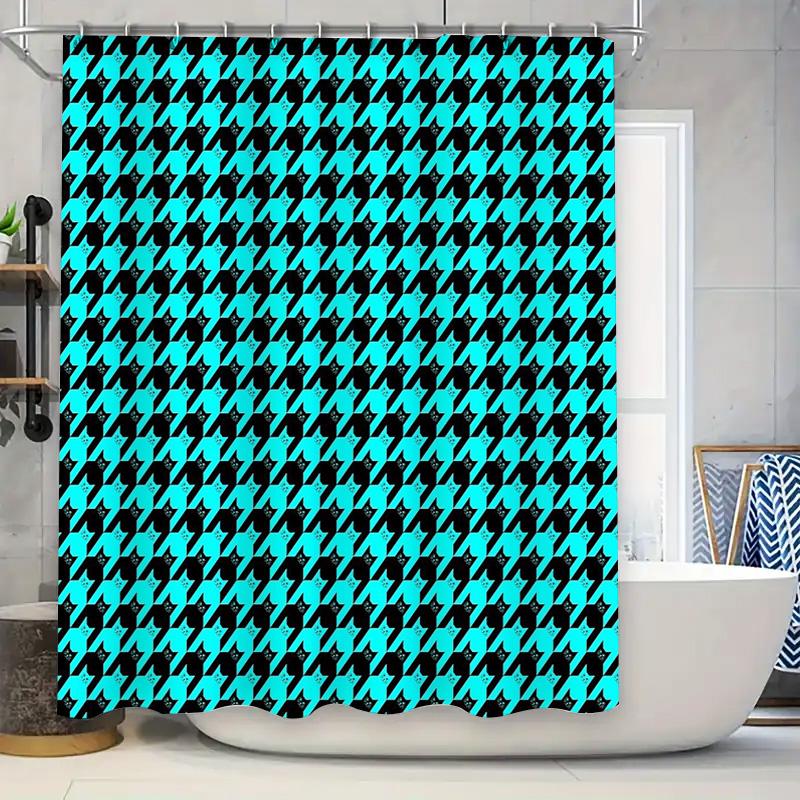 

Unframed Gingham Shower Curtain Blue White Checkered Bathroom Decor Farmhouse Style Fabric Backdrop Waterproof Modern Chic W60H190(CM)-1 Pcs