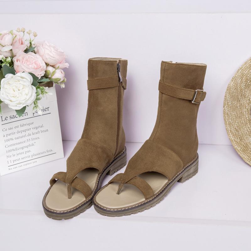Fashion 2025 New Flip Flop Sandals Suede Short Boots Flat Beach Shoes Women Large Size Fashion Comfortable