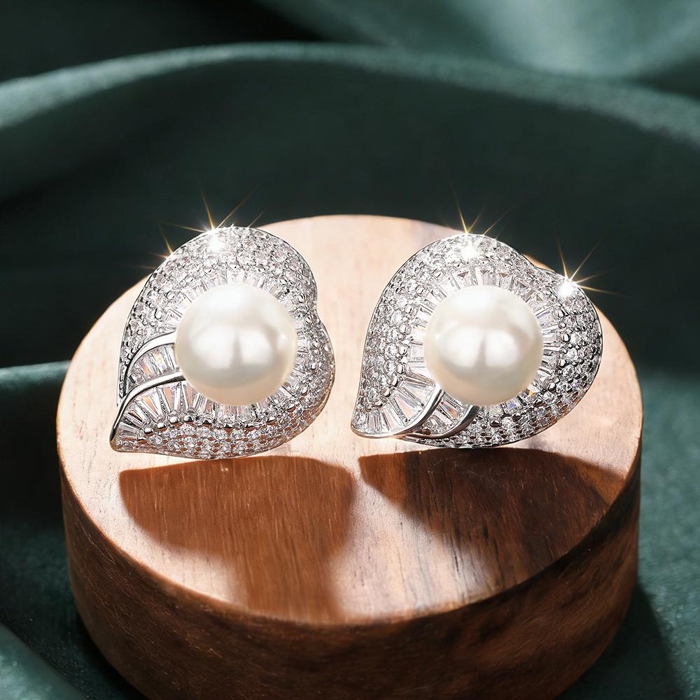 Xiaomi Huitan Fancy Imitation Pearl Women Stud Earrings with Brilliant CZ Stylish Wedding Elegant Accessories for Lady Trendy Jewelry