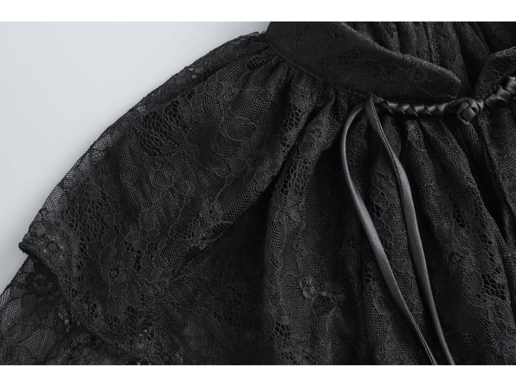 2024 Elegant Chinese Style Lace Cape & Cheongsam Cardigan with Cloud Shoulder Collar