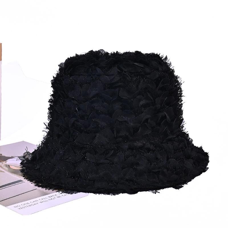 Autumn and Winter Lace Flower Hat for Women Casual and Versatile Fisherman Hat Big Head Circumference Showing Face Small Bucket Hat Japanese Basin Hat