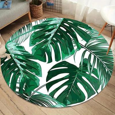 Lebendiger Monstera Tropenblatt Runder Teppich Rutschfest Weich Leicht zu Reinigen Passt für Zuhause Wohnzimmer Balkon Fügt Frischen Tropischen Dekorstil hinzu