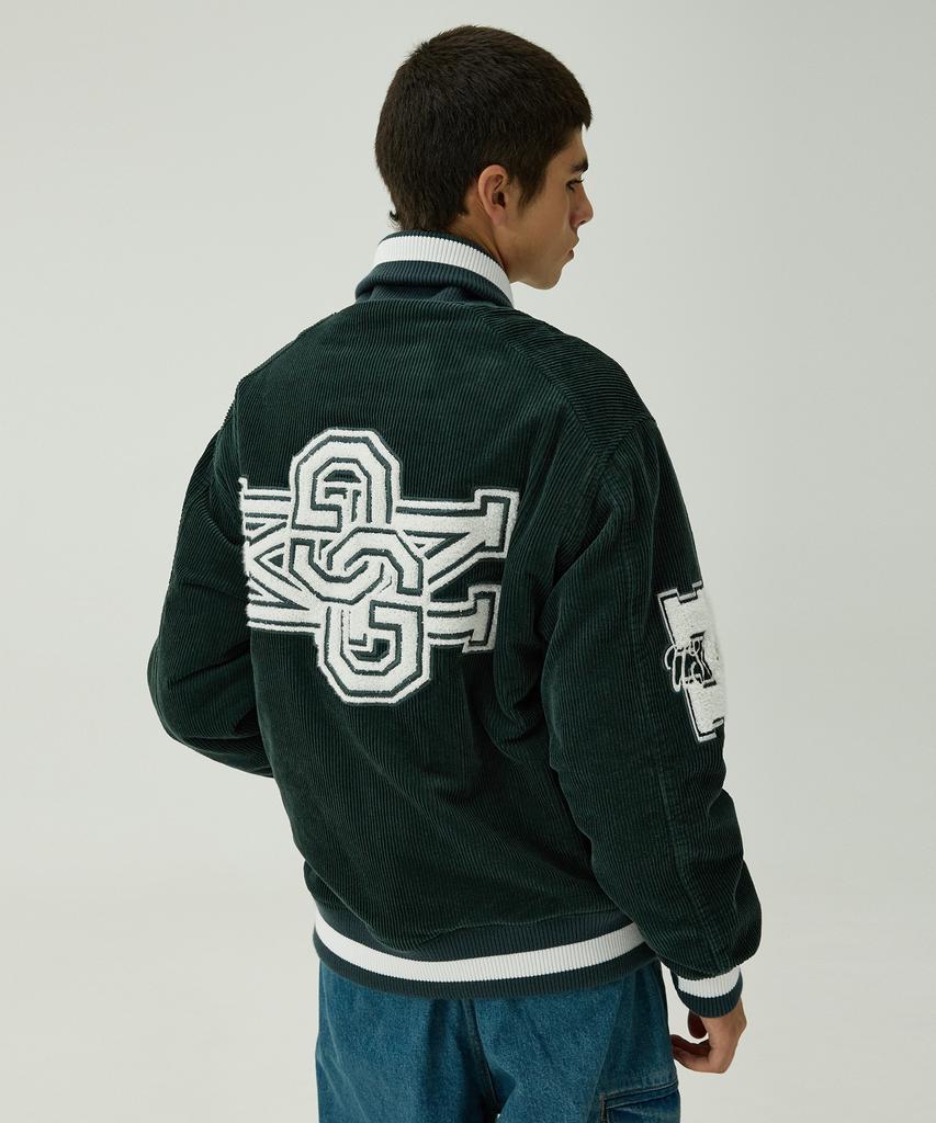 Magoodgan Varsity 5704 Corduroy Padded Wappen Navy Oversized Stadium Jacket