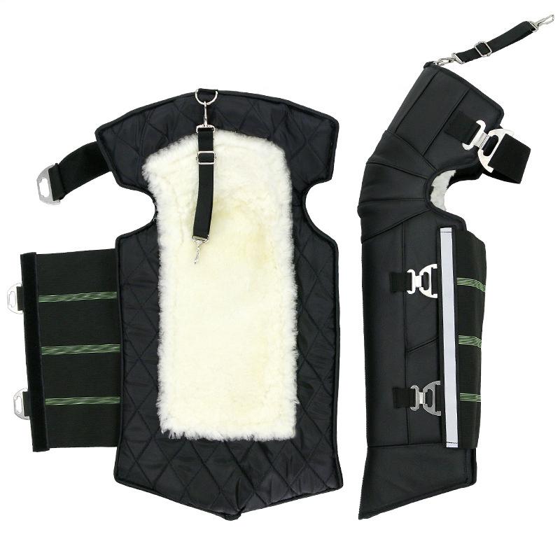 LMoDri Adjustable Thickening Motorcycle Long Knee Pads Keep Warm Winter Leggings Leather Wool Long Leggings Protector